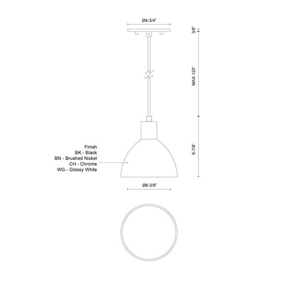 Chroma 6-in Steel Pendant