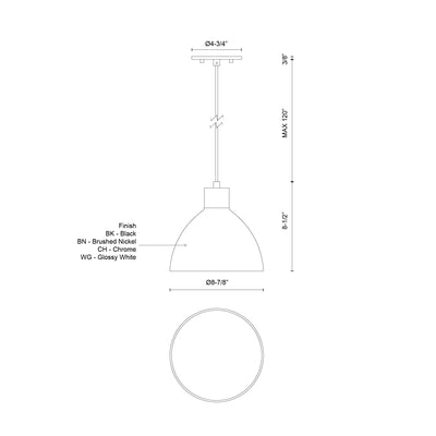 Chroma 9-in Steel Pendant