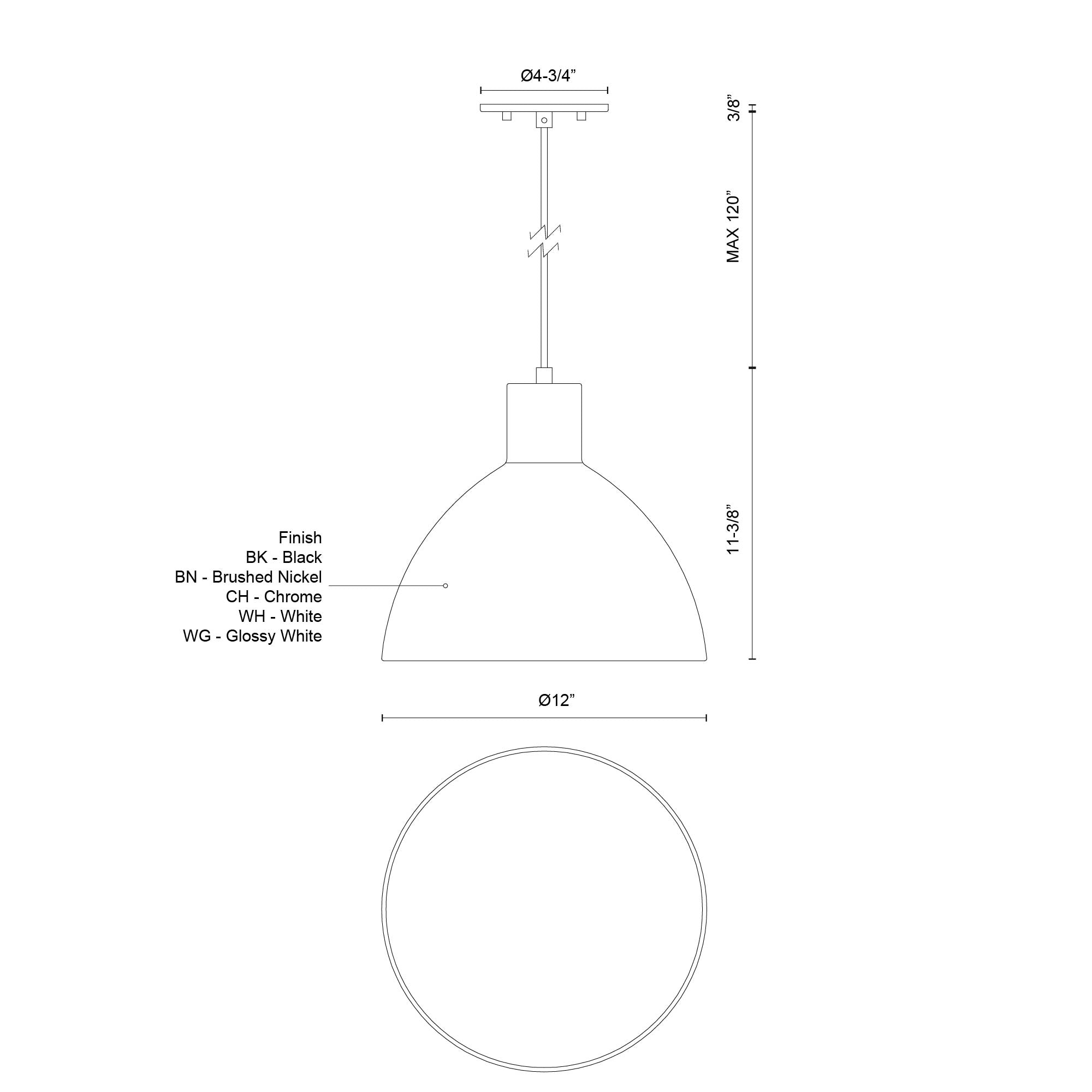 Chroma 12-in Steel Pendant