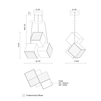 Tetra 16-in Steel Pendant