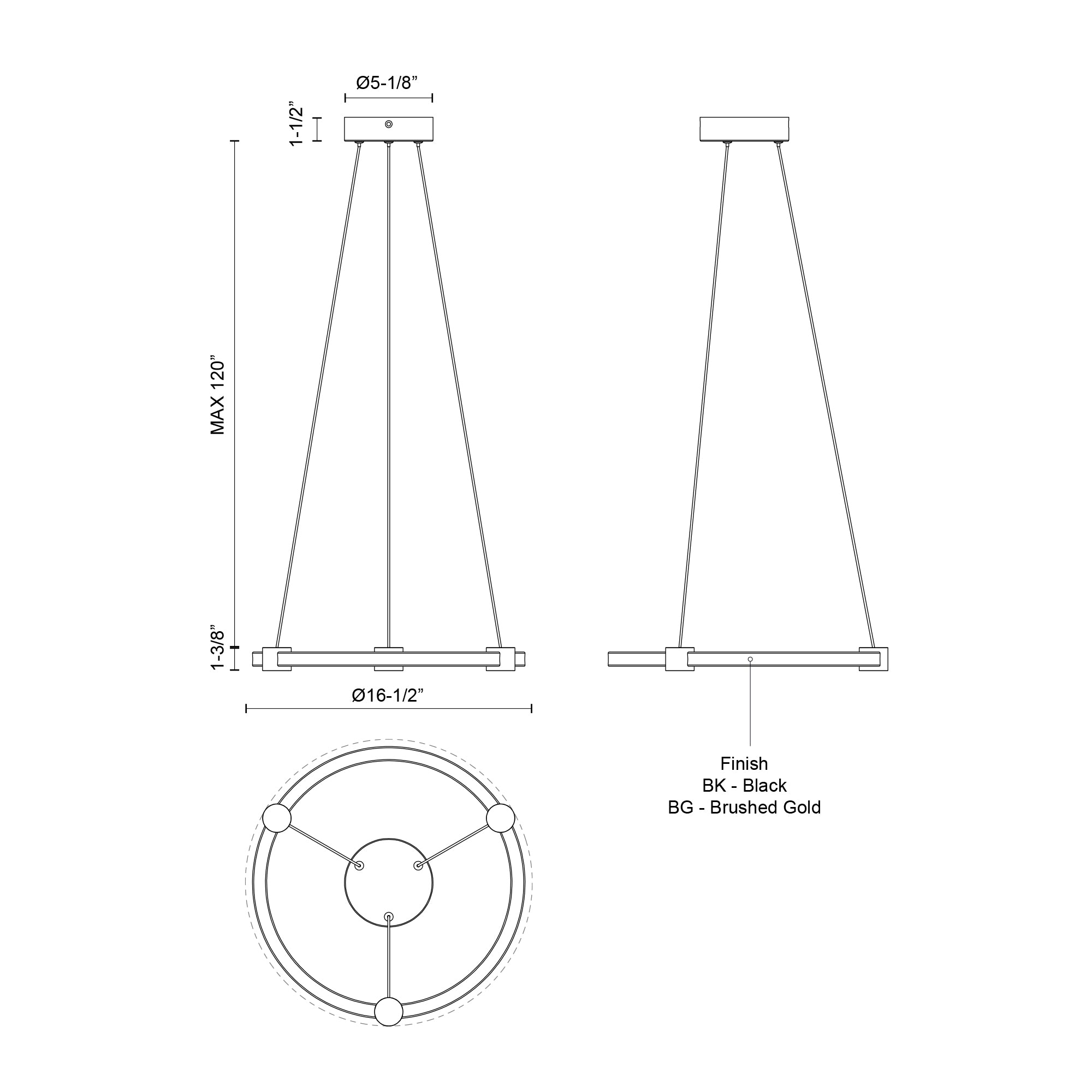 Bruni 16-in Aluminum Pendant