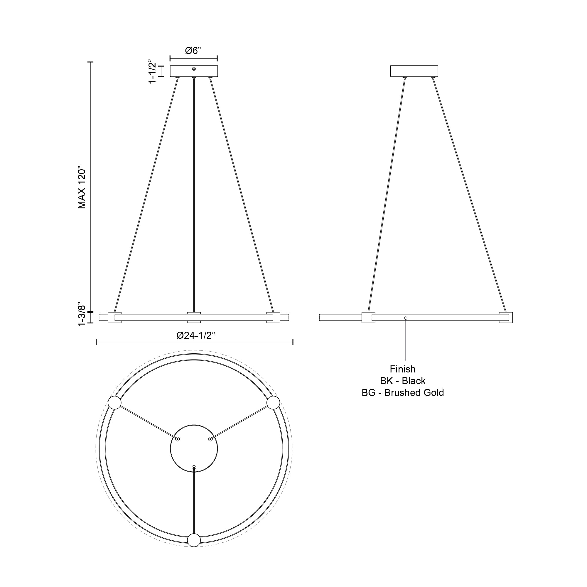 Bruni 24-in Aluminum Pendant