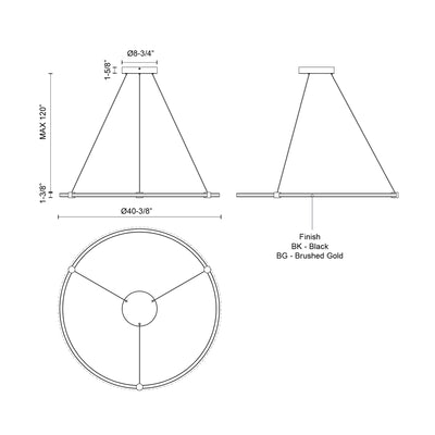Bruni 40-in Aluminum Pendant
