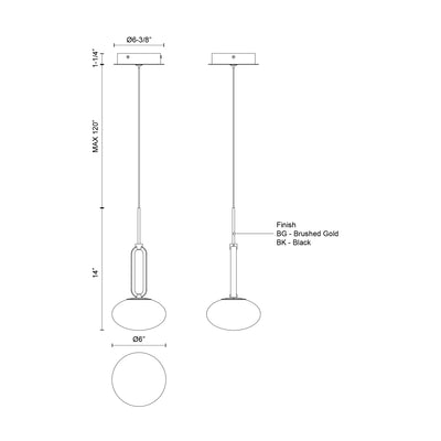 Tavira 6-in Aluminum Pendant