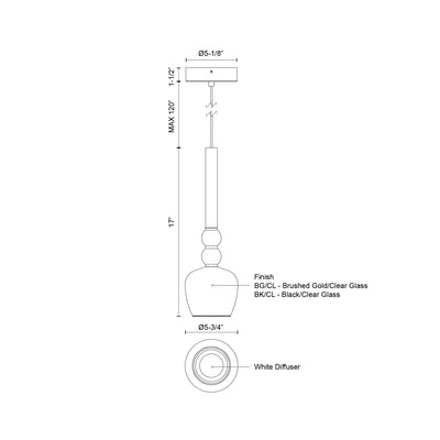 Rise 6-in Dimmable LED Mini Pendant