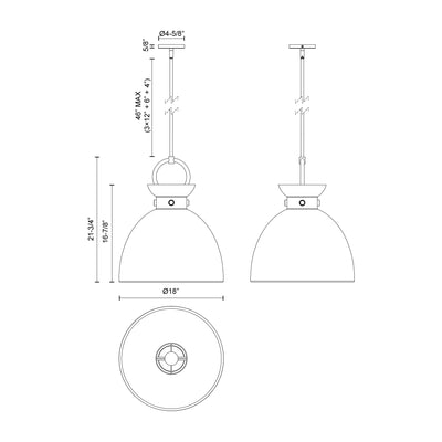 Waldo 18-in 1 Light Socket Pendant