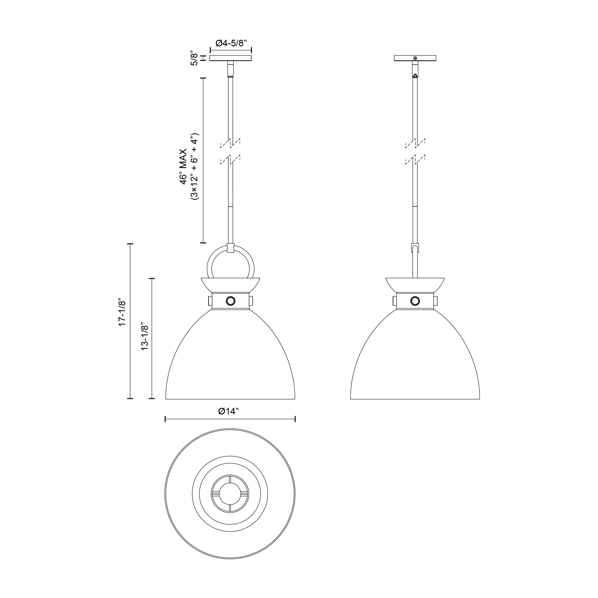 Waldo 14-in 1 Light Clear Glass Socket Pendant