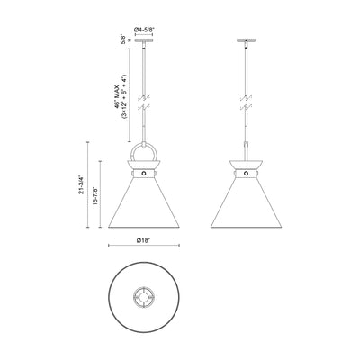 Emerson 18-in Black 1 Light Socket Pendant