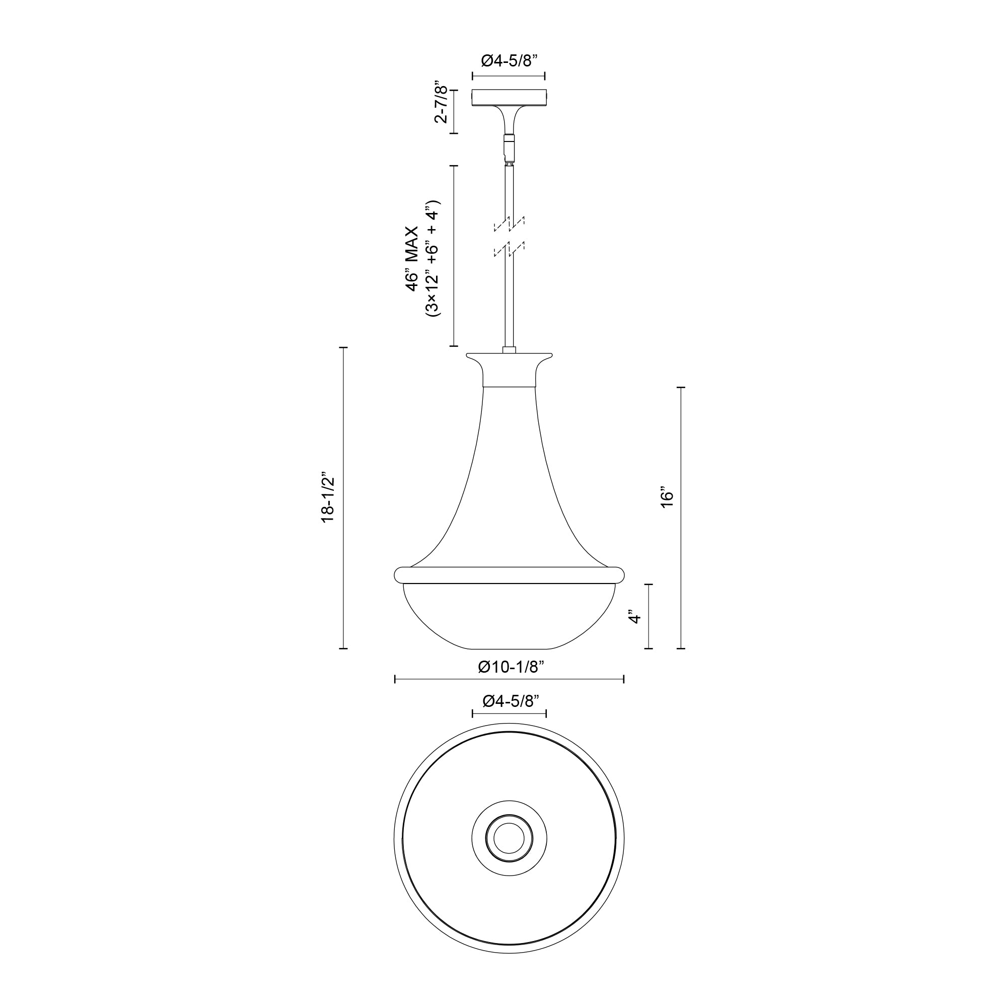 Marcel 10-in Steel Pendant