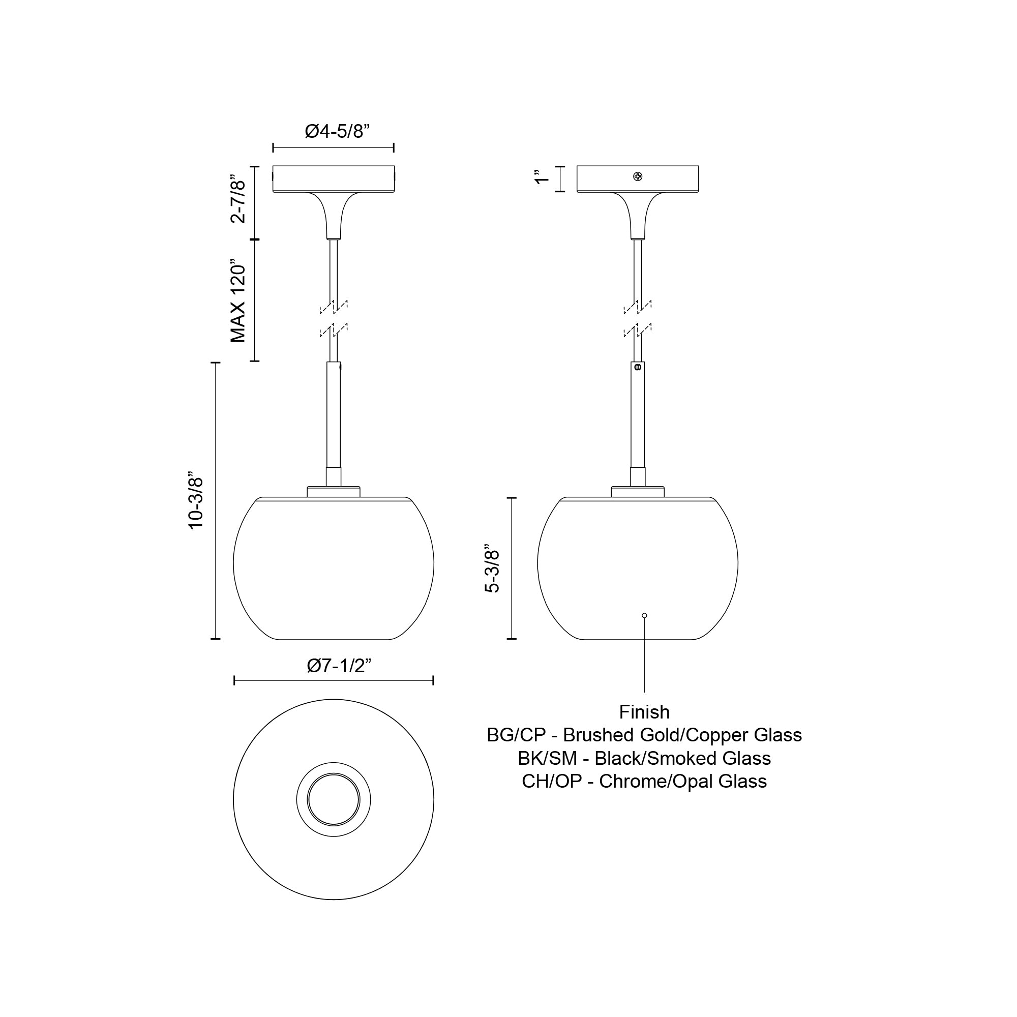Samar 8-in Steel Pendant