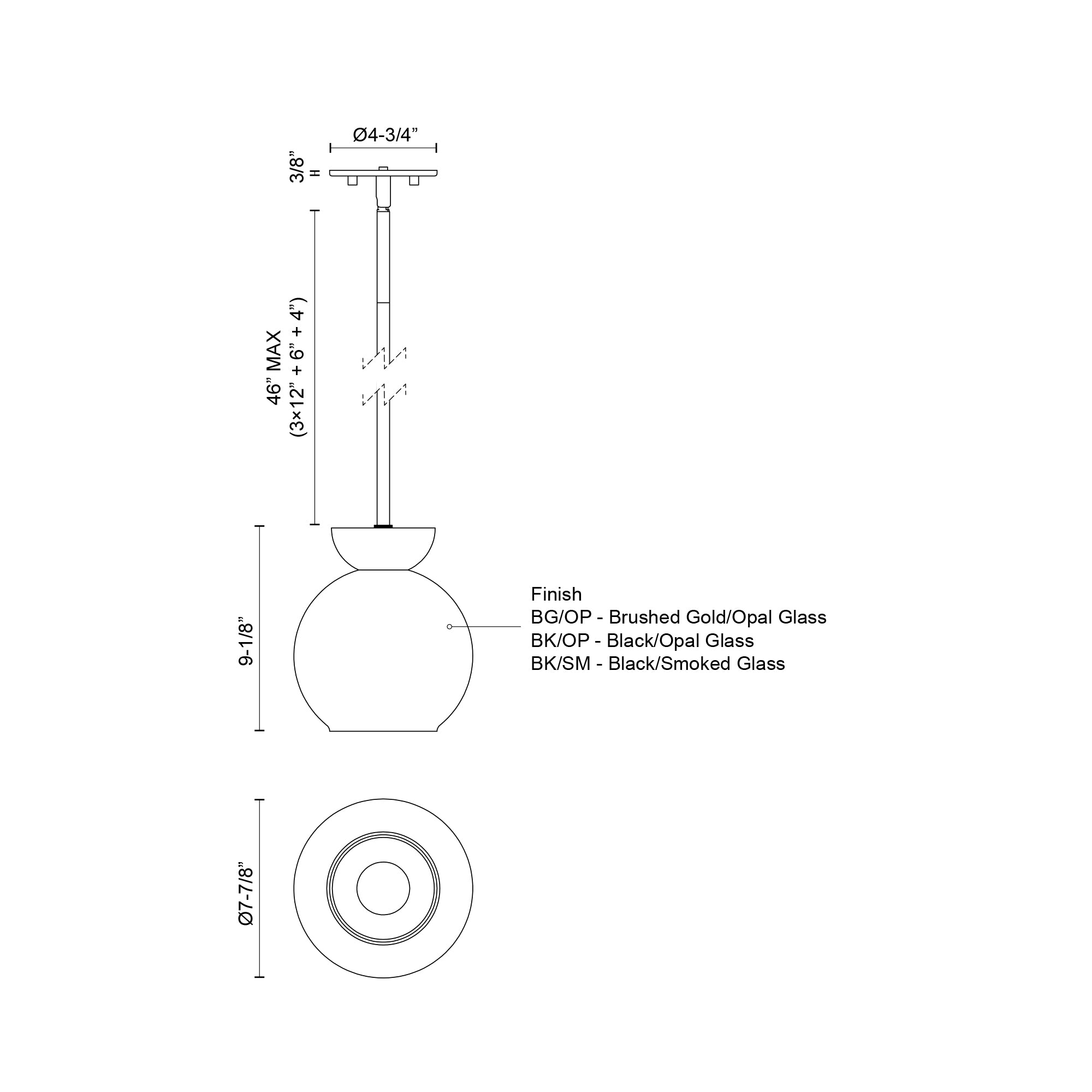 Arcadia 8-in Steel Pendant