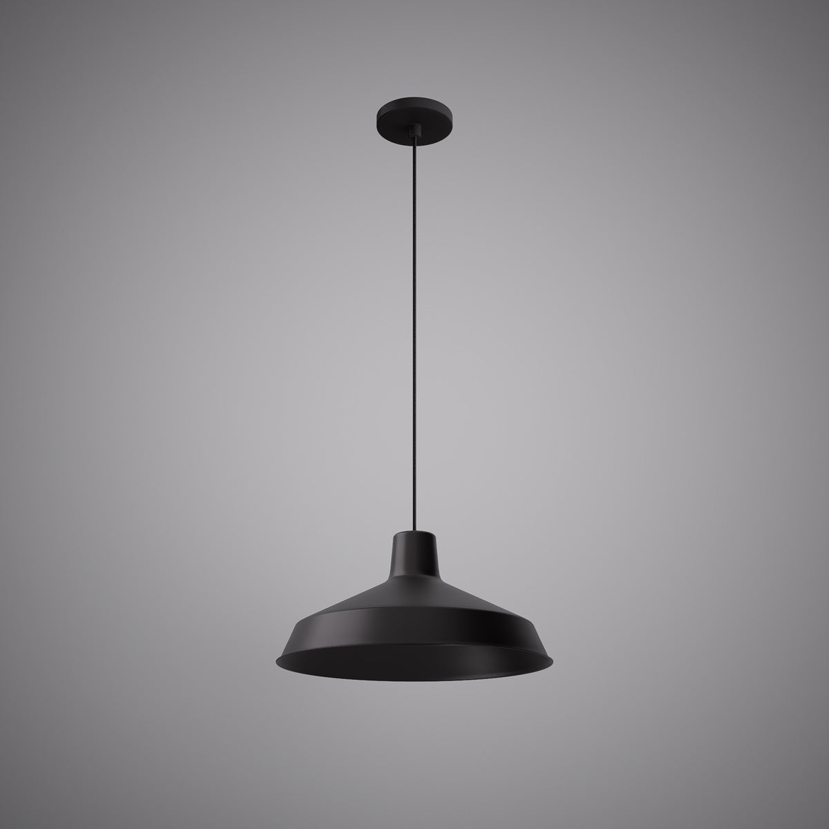 Matte Black 16" Dome Pendant Light  Dimmable