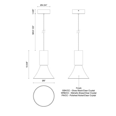 Floe 8-in Steel Pendant