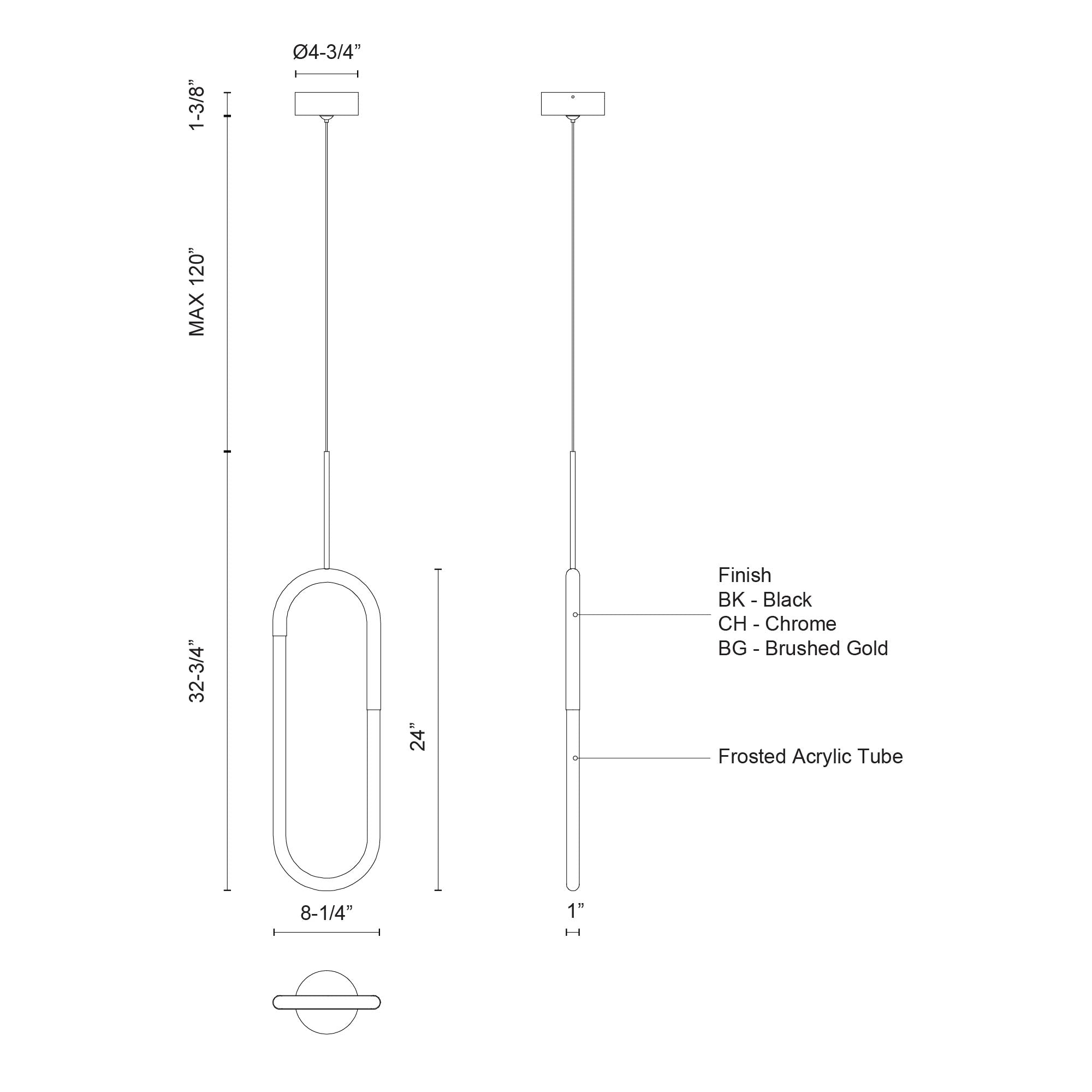Huron 8-in Frosted Acrylic Wire-Drop LED Pendant