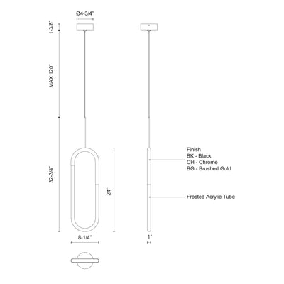 Huron 8-in Frosted Acrylic Wire-Drop LED Pendant