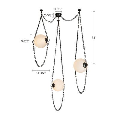 Petra 10-in 3 Light Steel Chandelier