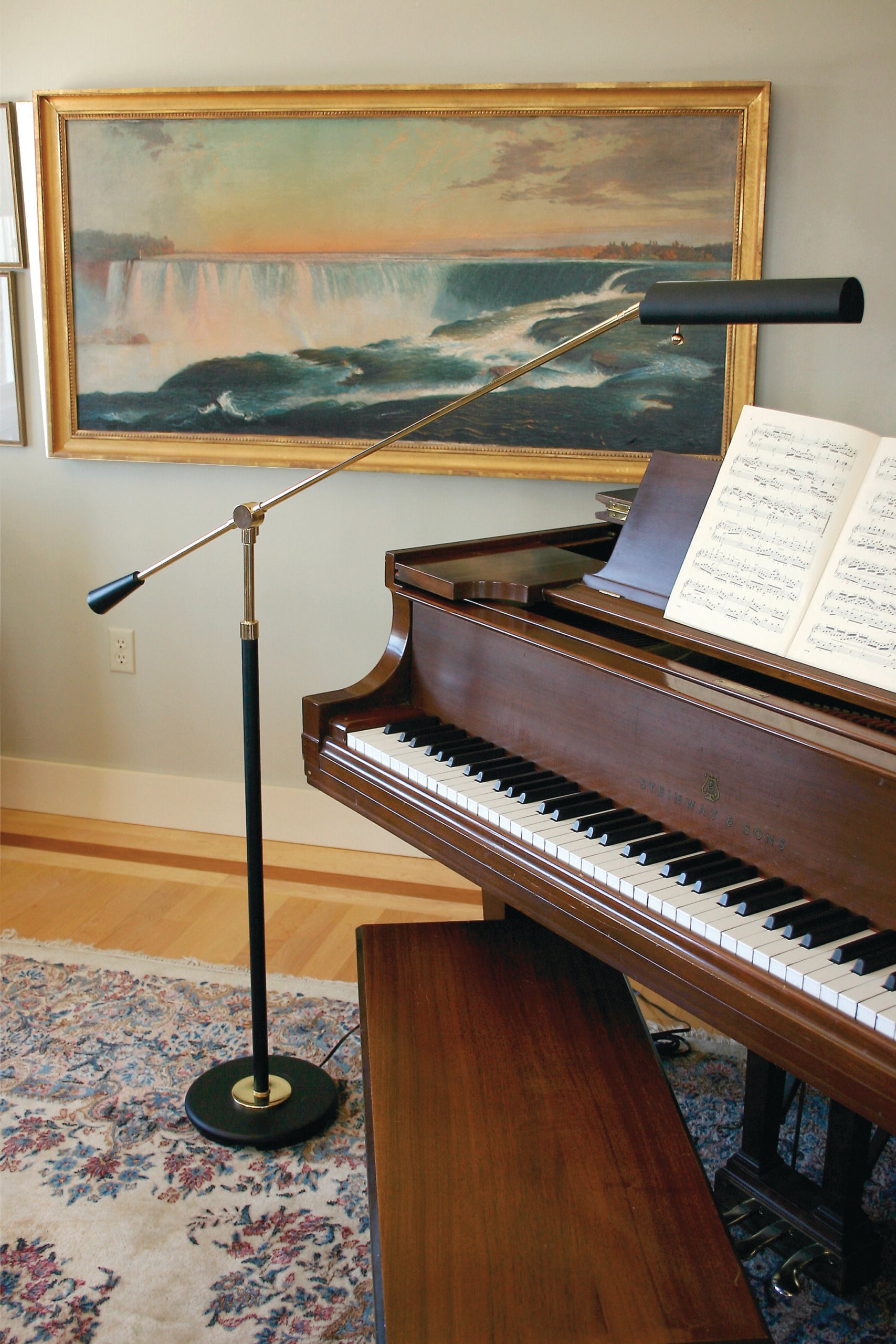 26-inch Grand Piano Black Polished Brass Desk Lamp