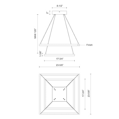 Piazza 24-in Aluminum Chandelier