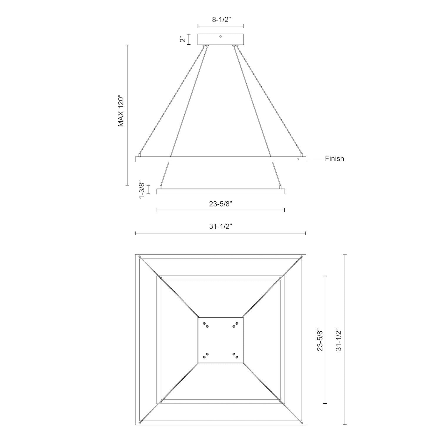 Piazza 32-in 2 Tier Aluminum Chandelier