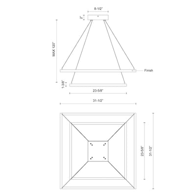 Piazza 32-in 2 Tier Aluminum Chandelier