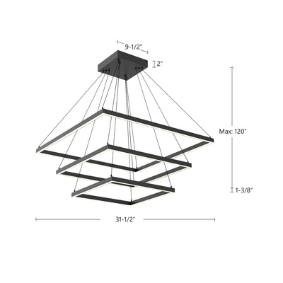 Piazza 32-in 3 Tier Aluminum Chandelier