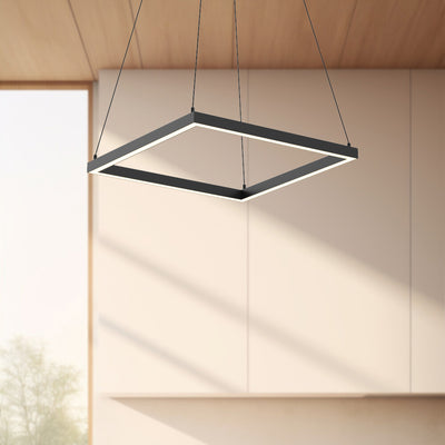 Piazza 18-in Mini Square LED Ring Pendant