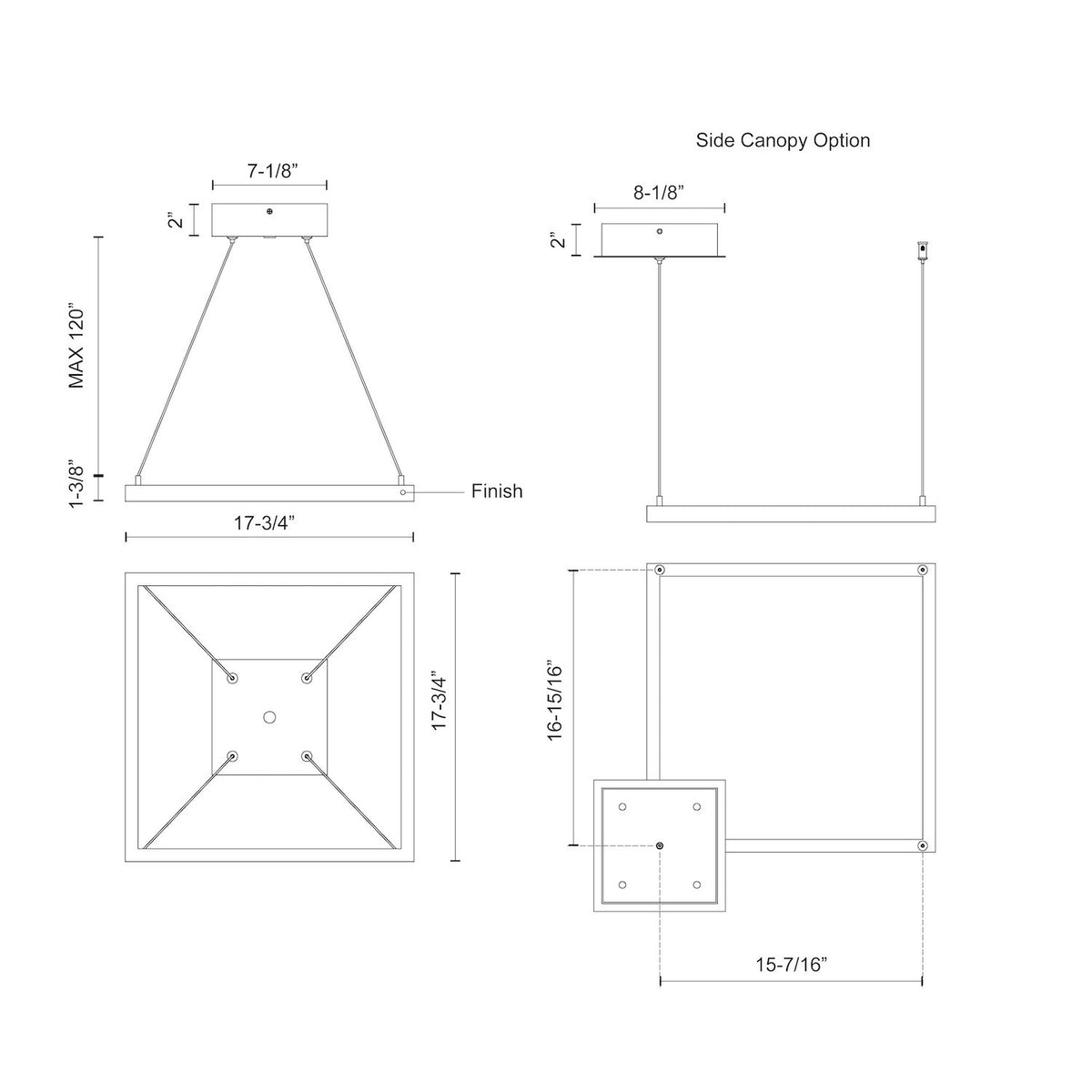 Piazza 18-in Mini Square LED Ring Pendant