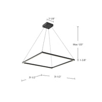 Piazza 32-in Compact Square LED Ring Pendant