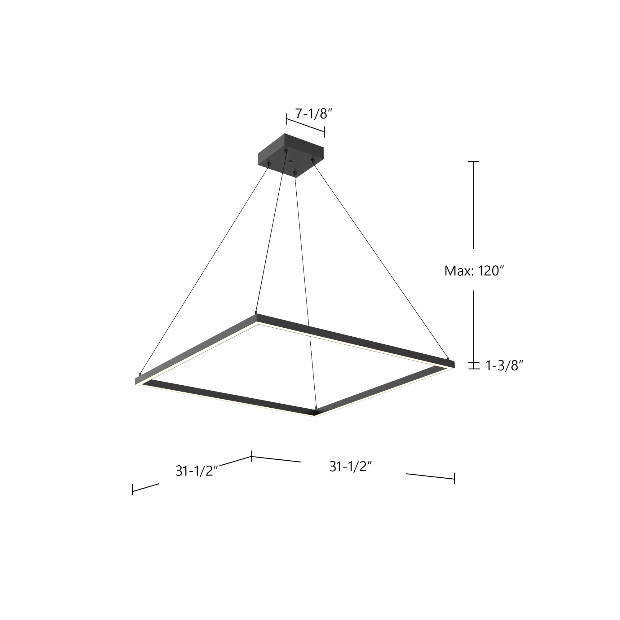 Piazza 32-in Compact Square LED Ring Pendant