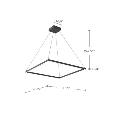 Piazza 32-in Compact Square LED Ring Pendant