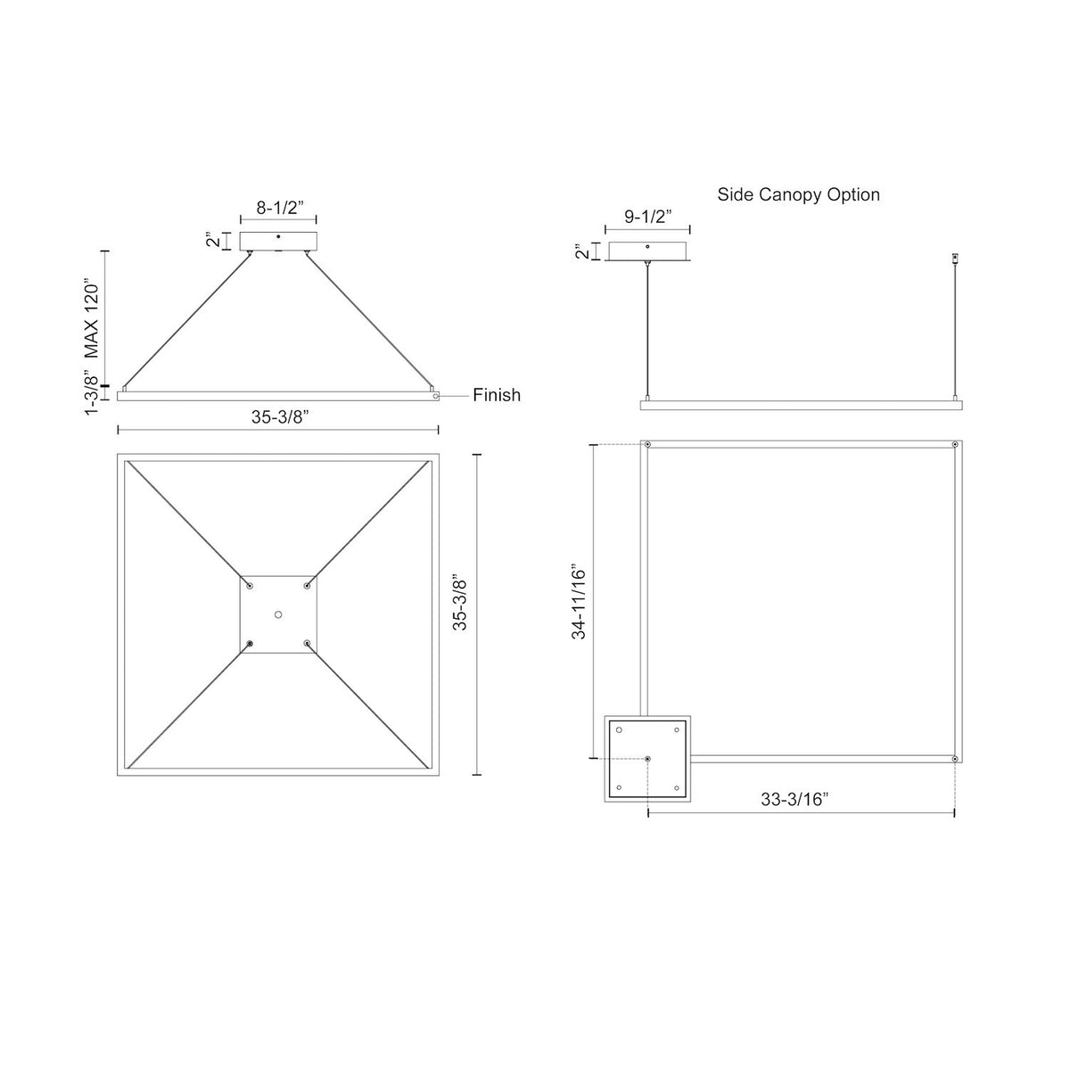 Piazza 36-in Square LED Ring Pendant