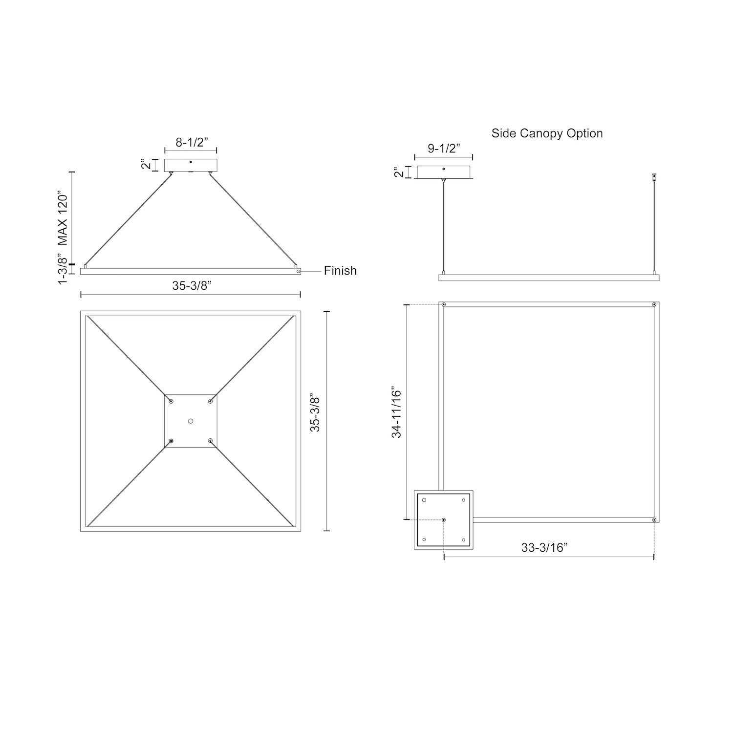 Piazza 36-in Square LED Ring Pendant
