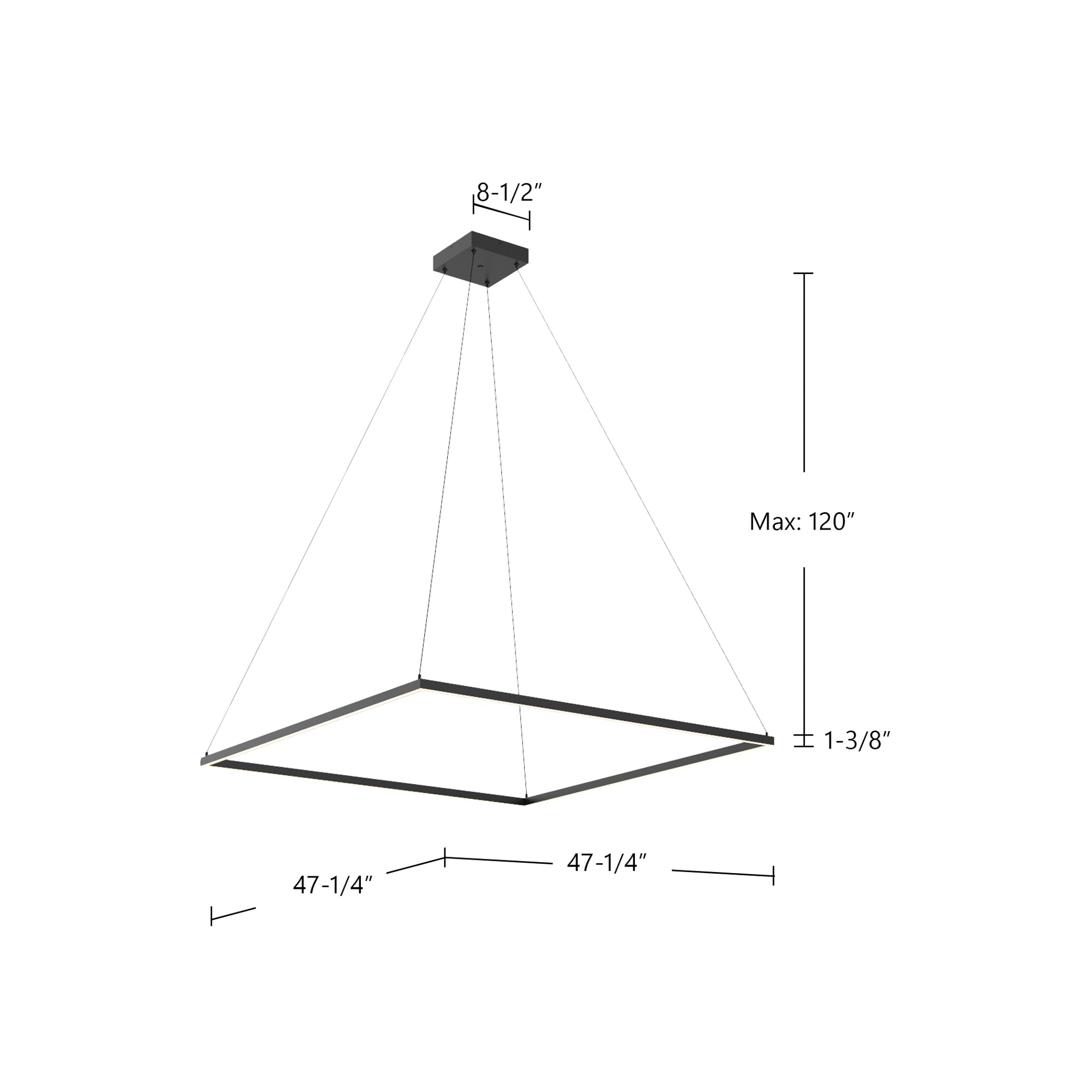 Piazza 48-in Wide Square LED Ring Pendant