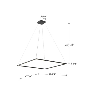 Piazza 48-in Wide Square LED Ring Pendant