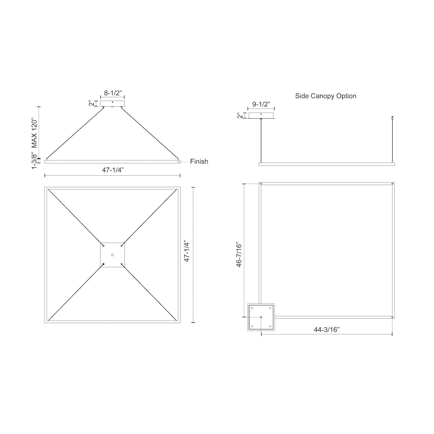 Piazza 48-in Wide Square LED Ring Pendant