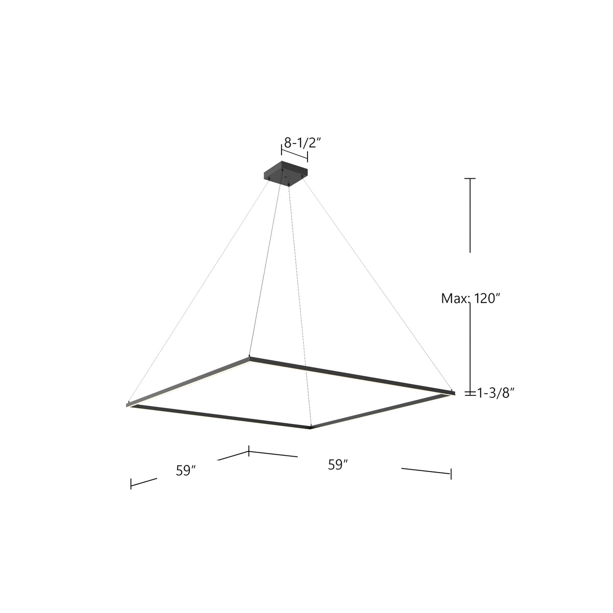 Piazza 60-in Oversized Square LED Ring Pendant