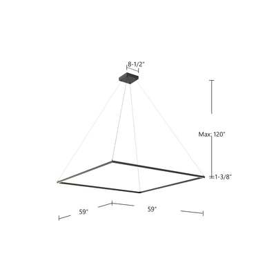 Piazza 60-in Oversized Square LED Ring Pendant