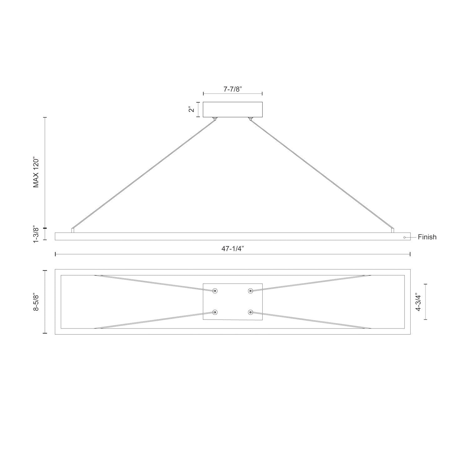 Piazza 48-in Rectangular Dimmable LED Pendant