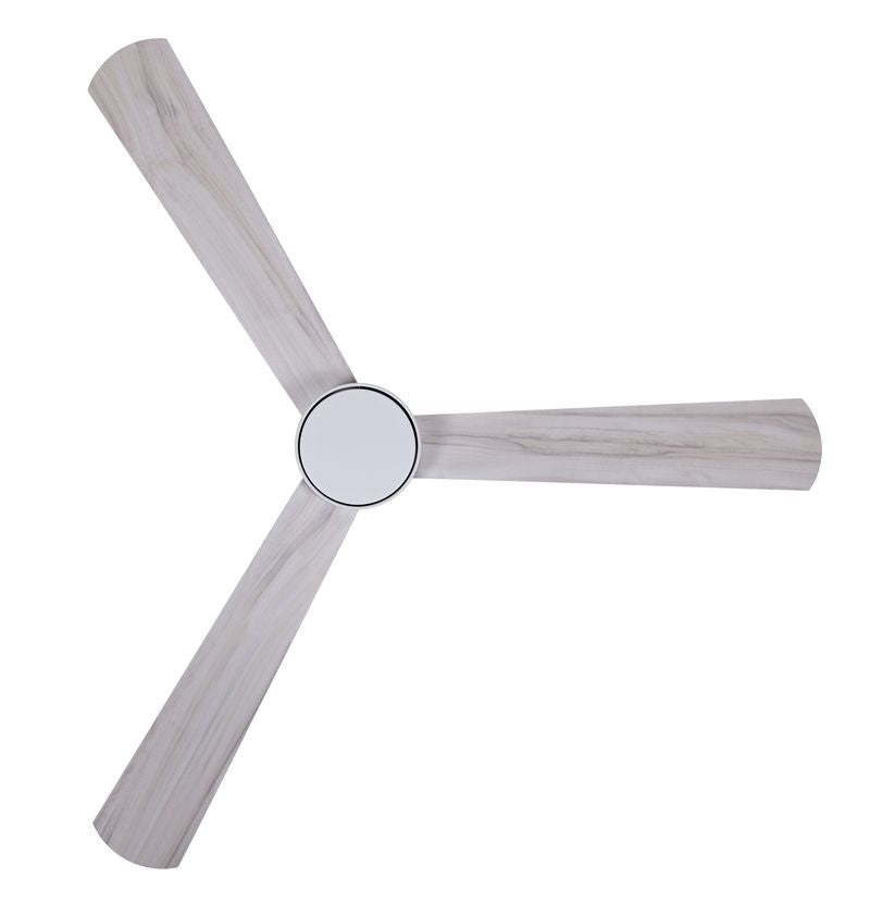 52 Inch DC White Fan with Reversible White Washed Oak Blades and Remote