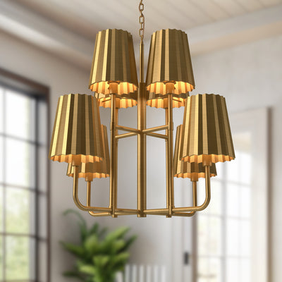 Plisse 30-in Steel Chandelier
