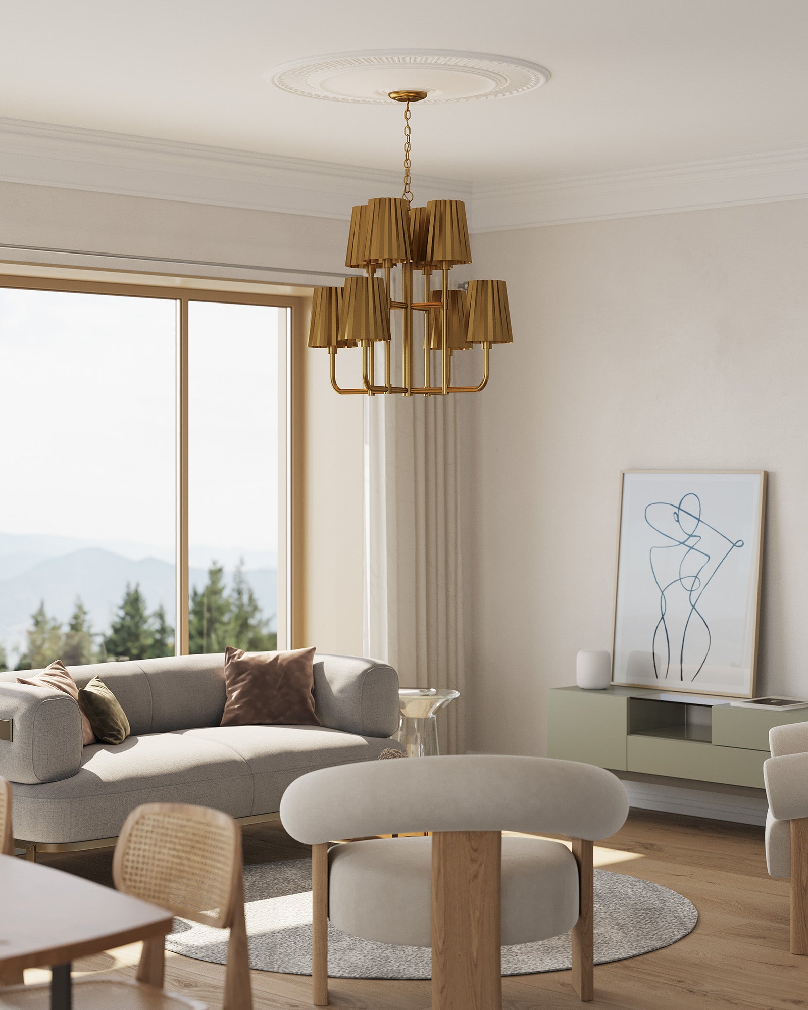 Plisse 30-in Steel Chandelier