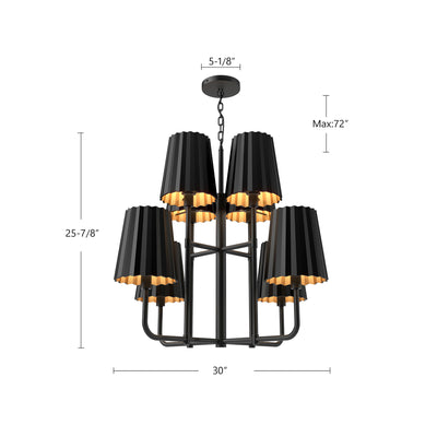 Plisse 30-in Steel Chandelier