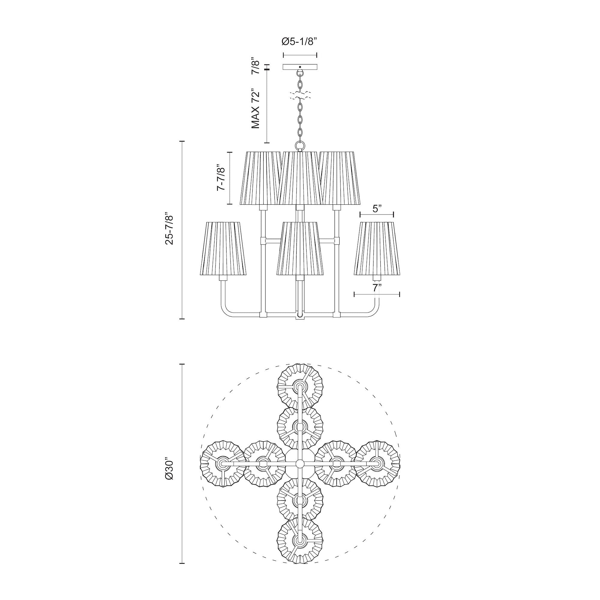 Plisse 30-in Steel Chandelier