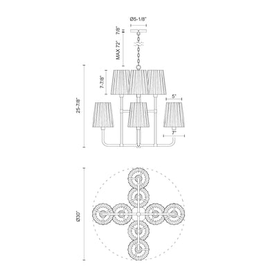 Plisse 30-in Steel Chandelier