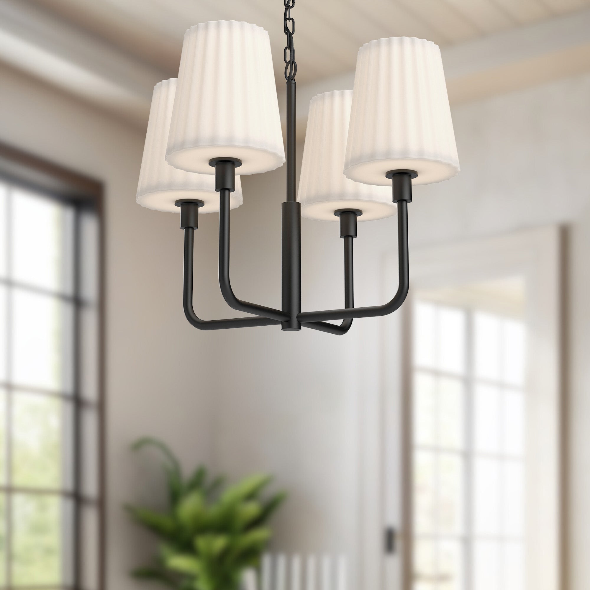 Plisse 23-in 4 Lights Steel Chandelier