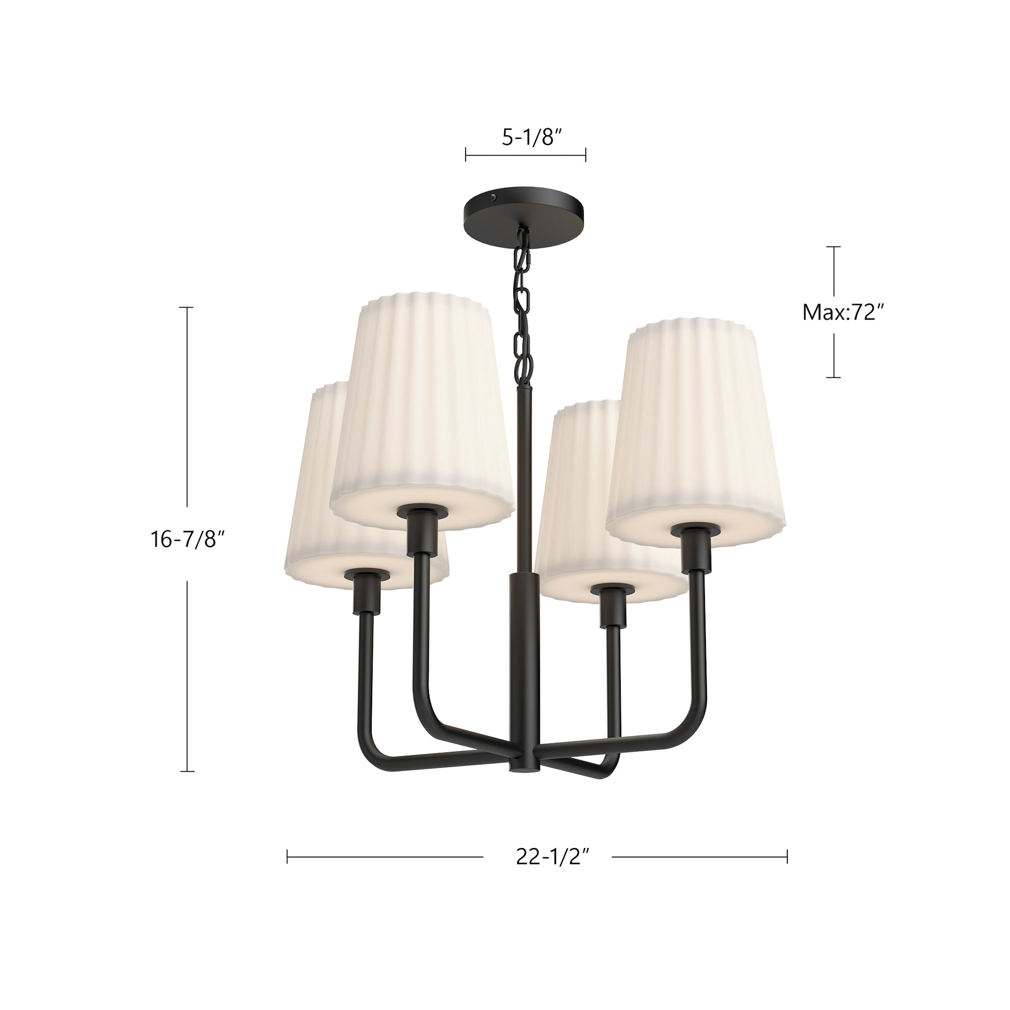 Plisse 23-in 4 Lights Steel Chandelier
