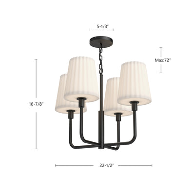 Plisse 23-in 4 Lights Steel Chandelier