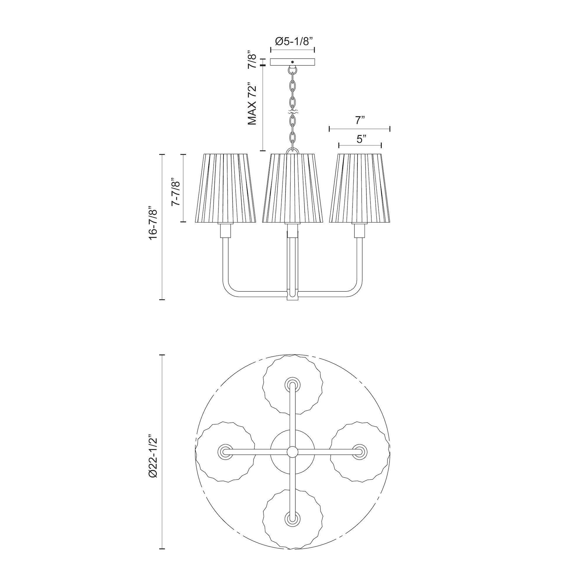 Plisse 23-in 4 Lights Steel Chandelier