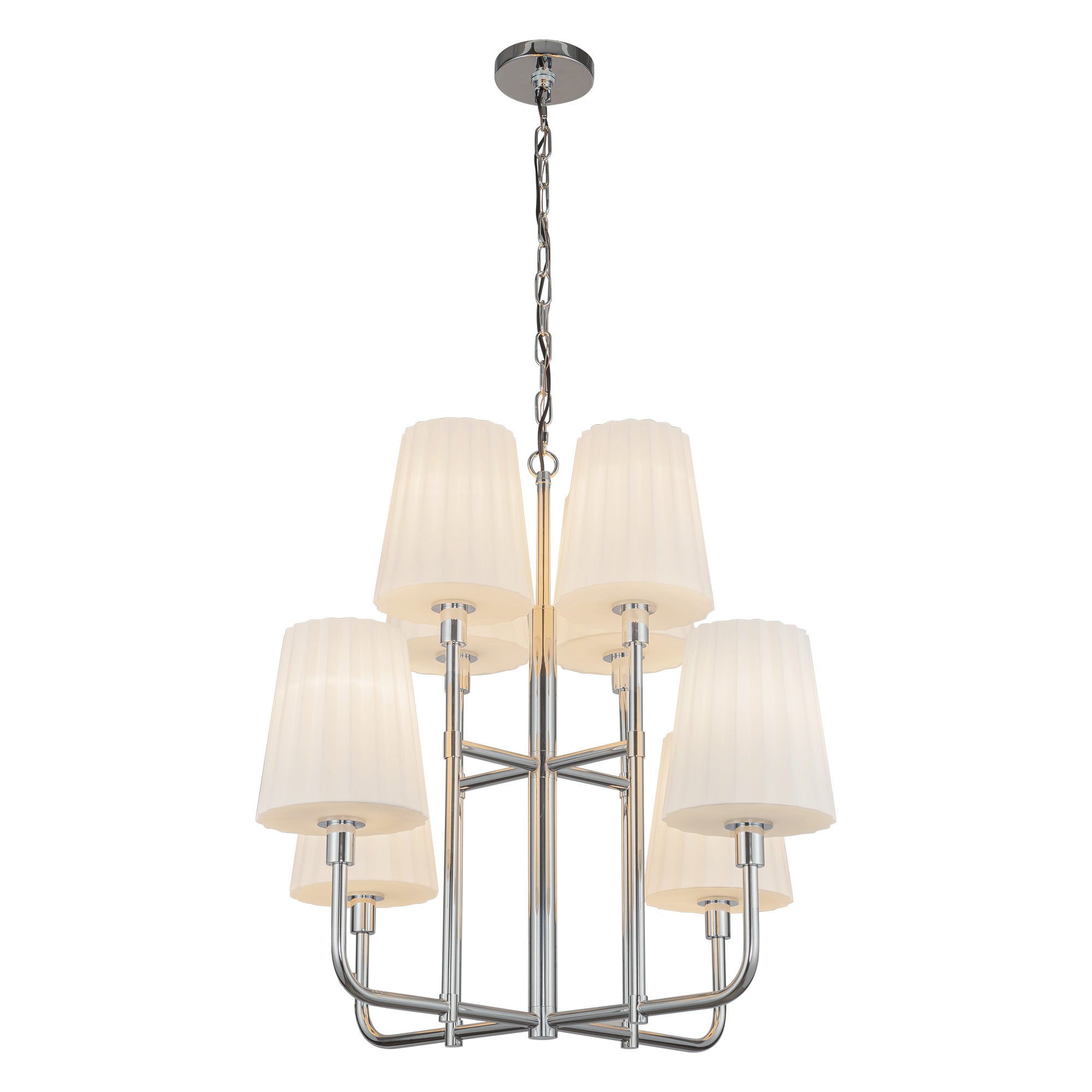 Plisse 30-in 8 lights Steel Chandelier
