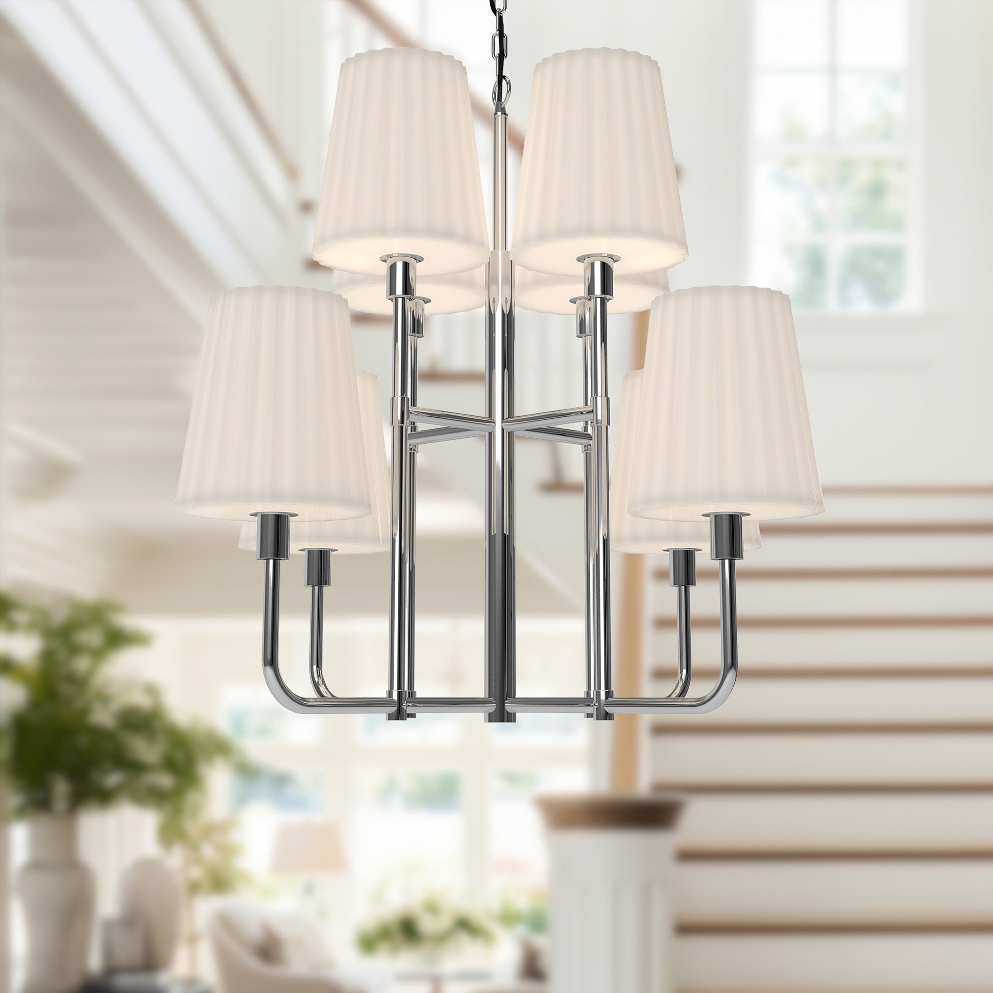 Plisse 30-in 8 lights Steel Chandelier